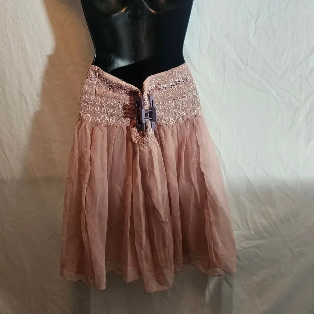 vintage y2k forever 21 pink fairy coquette whimsical beaded skirt - Picture 2 of 5
